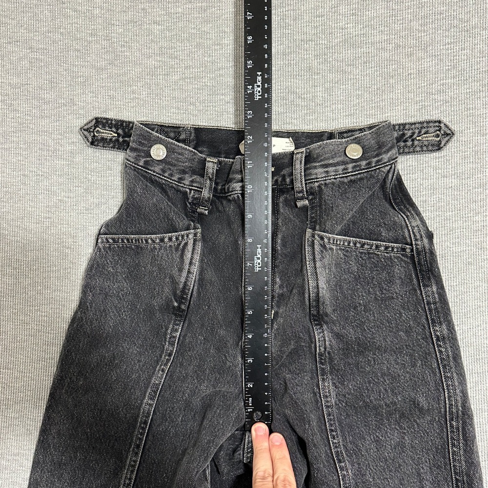 Topshop Balloon Boyfriend Jeans Washed Black W24 L24.5 High Rise Cropped Tapered - Picture 6 of 15